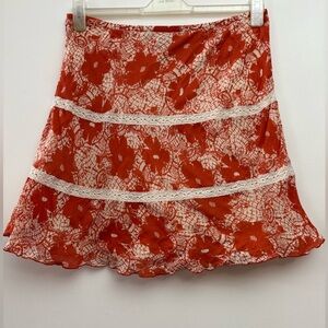 Vintage Calvin Klein Orange and White Floral Mini Skirt